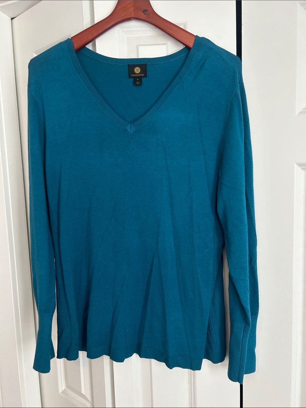 JM Collection Teal V-Neck Sweater